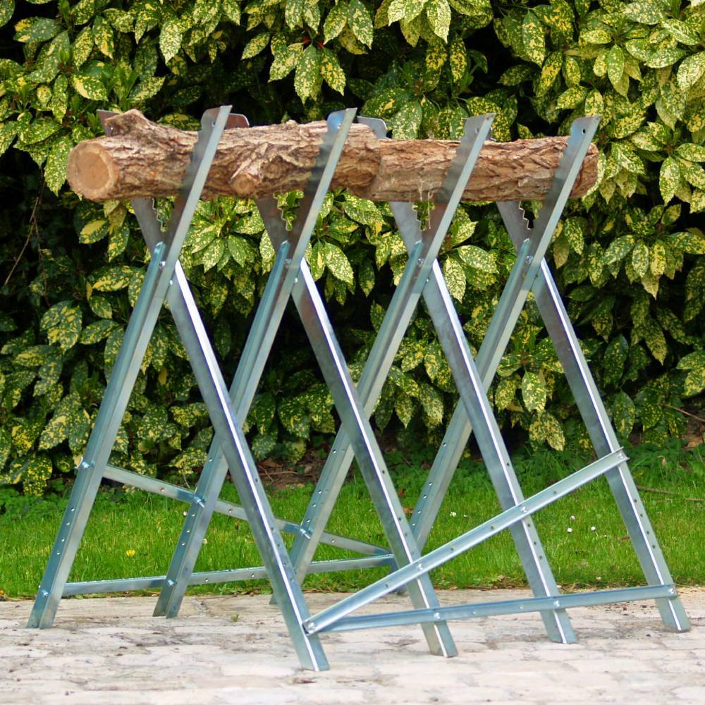 Terre Jardin - Chevalet de sciage pliable en acier 83 cm 150 kg - TERRE JARDIN - Image 2