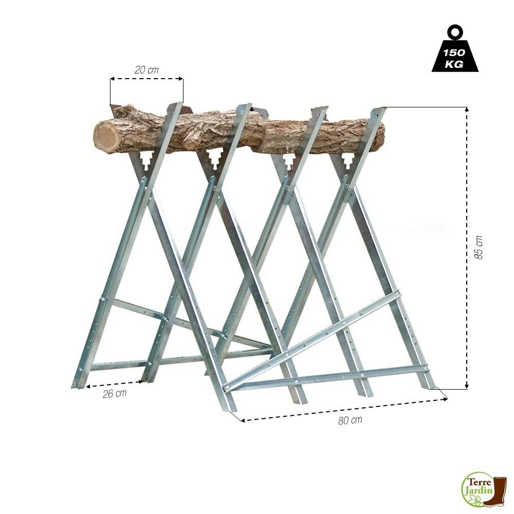 Terre Jardin - Chevalet de sciage pliable en acier 83 cm 150 kg - TERRE JARDIN - Image 6