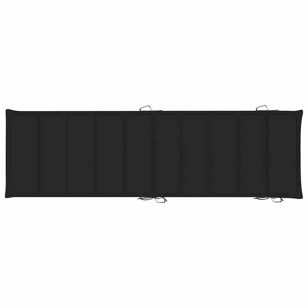Chaise longue pliable bois acacia massif terrasse jardin avec coussin noir - ComfortXL Outdoor Living - Image 4