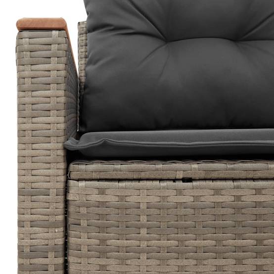 Canapé Extérieur 2 Places Résine Grise Acacia Tablette et Coussins Gris Foncé – ComfortXL Outdoor Living - Image 9