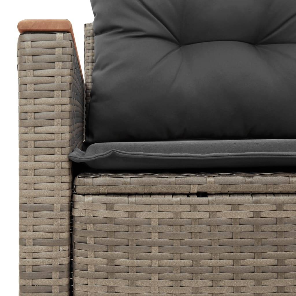 Canapé Extérieur 2 Places Résine Grise Acacia Tablette et Coussins Gris Foncé – ComfortXL Outdoor Living - Image 9