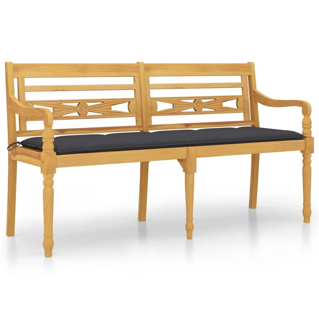 PANGIVO - Banc de jardin bois de teck anthracite 150 x 51.5 x 84 cm, Poids:20.2kg - PANGIVO - Image 2