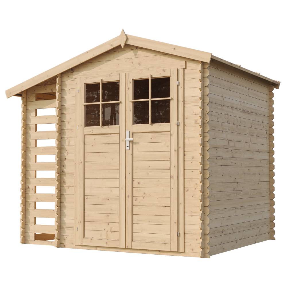 Timbela - Abri de jardin en bois et range bûches 206x272xH218 cm/ 3,53+0,97 m² avec porte verrouillable de haute qualité - 19 mm d’épaisseur - TimbelaM386F - Image 4