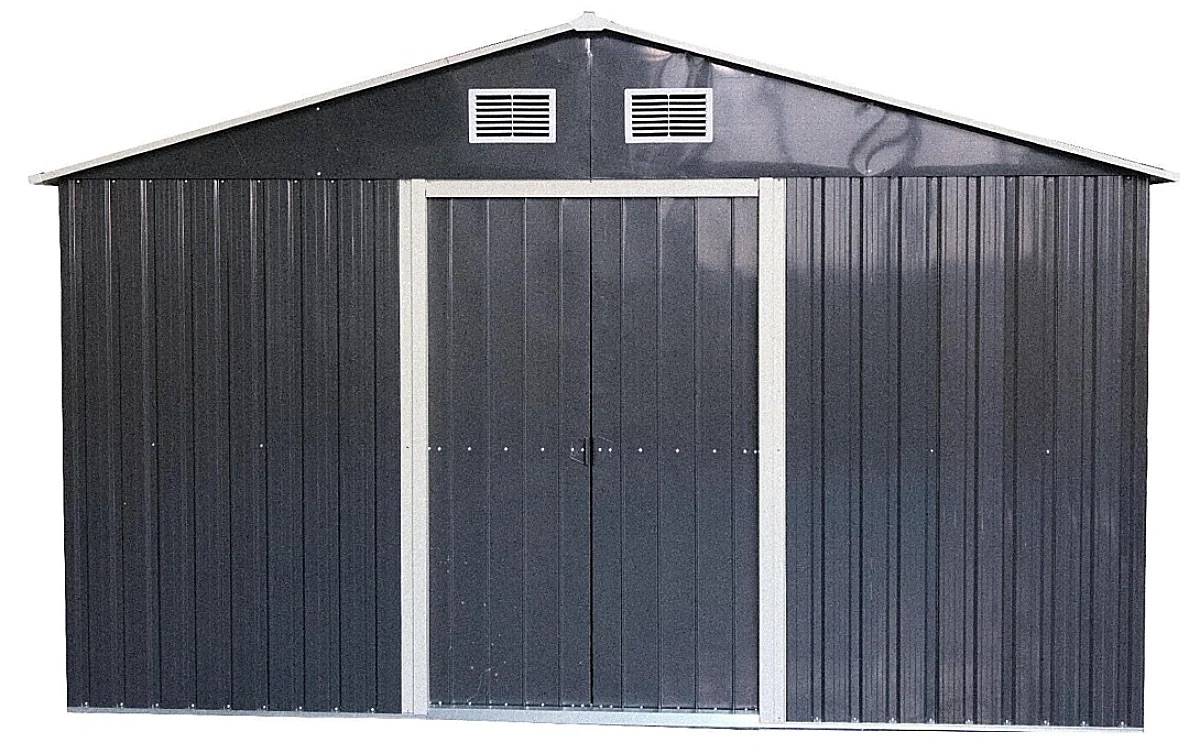 Habrita - Abri de jardin métal grand volume anthracite 6,60 m² - toit double pente