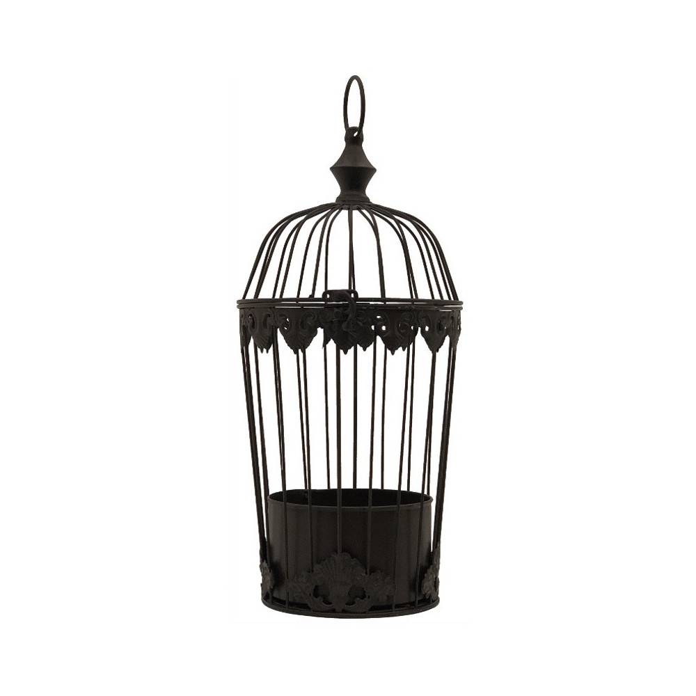 Cage à oiseaux décorative ancienne métal marron Ø.19x45cm Chemin de campagne - Imagen 1