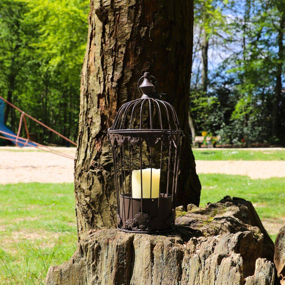 Cage à oiseaux décorative ancienne métal marron Ø.19x45cm Chemin de campagne - Imagen 4