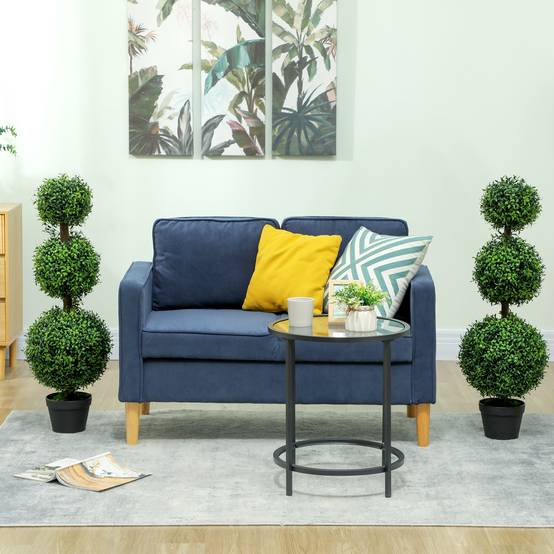Lot de 2 arbres artificiels 101,6 cm 3 boules de buis topiaires fausse plante vert PE avec pot intérieur et extérieur - Image 4