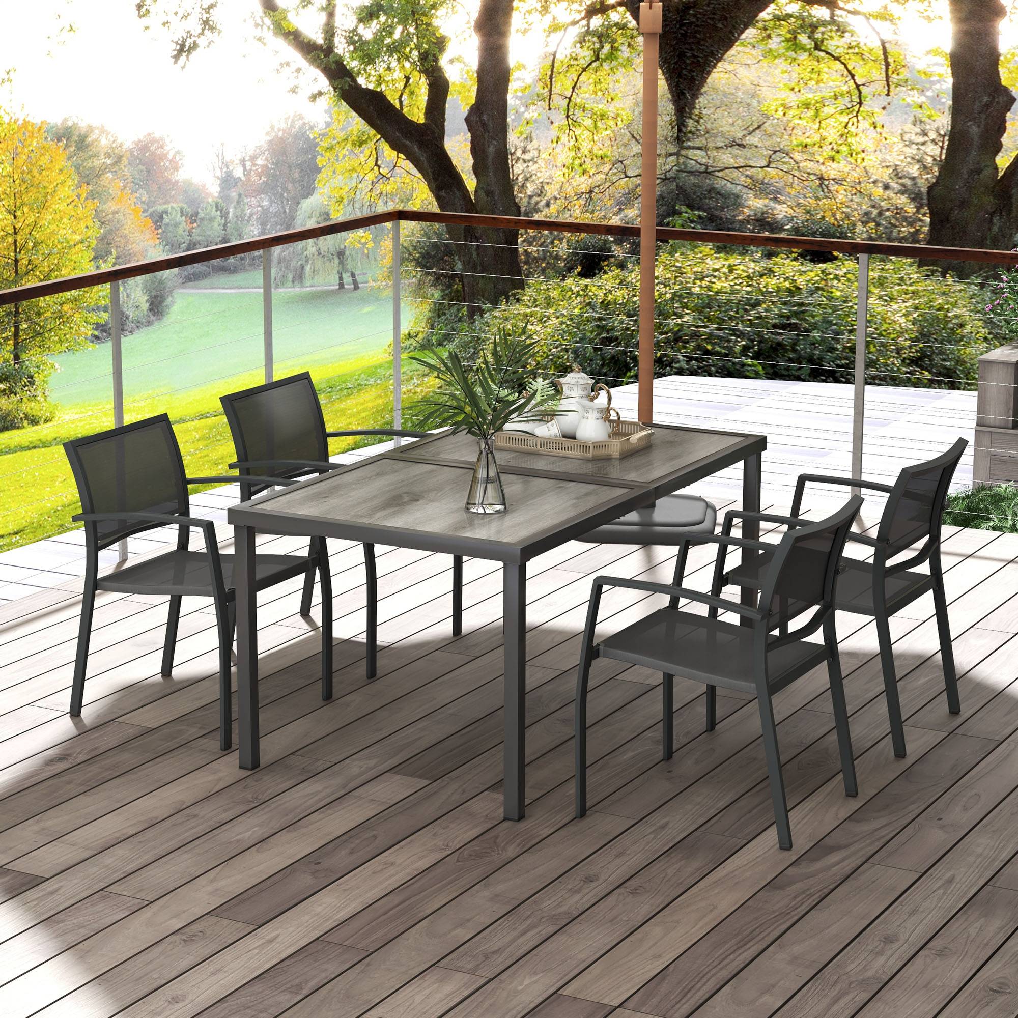 PANGIVO - Salon de jardin aciers gris 150 x 87 x 72 cm - PANGIVO - Image 4