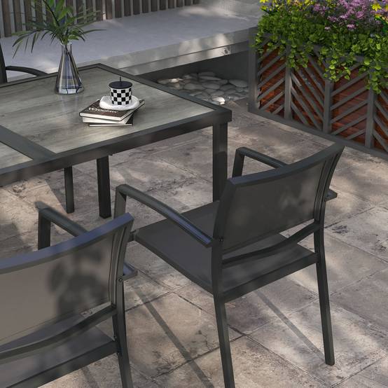 PANGIVO - Salon de jardin aciers gris 150 x 87 x 72 cm - PANGIVO - Image 9