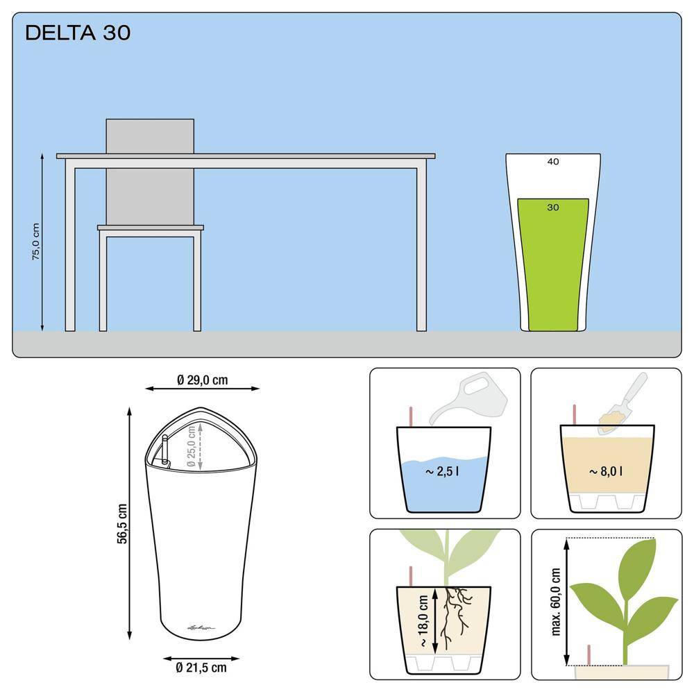 Lechuza - Delta Premium 30 - kit complet, rouge scarlet brillant 56 cm Lechuza - Imagen 2