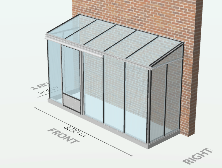 3m² - Serre en polycarbonate 8 mm alvéolés  - Euro Midi serre adossée - Alu - 3m² - ALUMINIUM - L'atelier Des Serres - Imagen 4