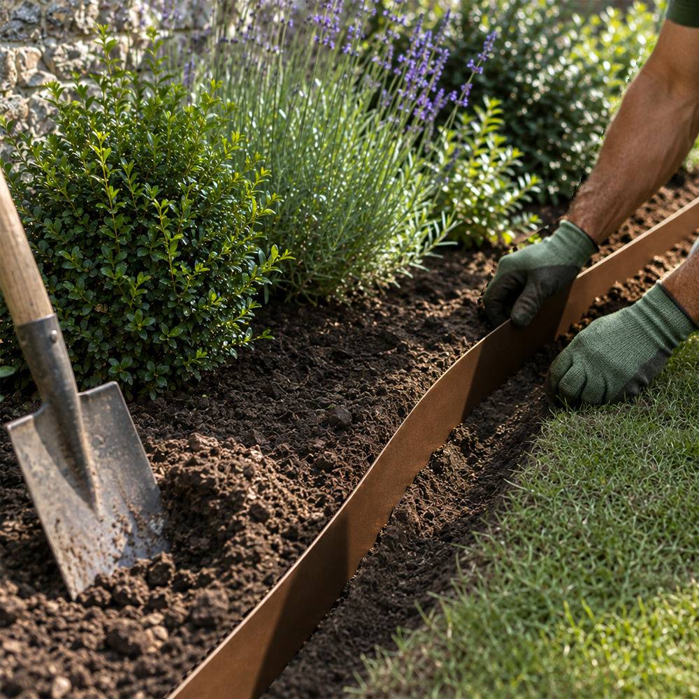 Gt Garden - Bordure de jardin flexible marron - 15 cm x 6 mètres - GT GARDEN - Imagen 2
