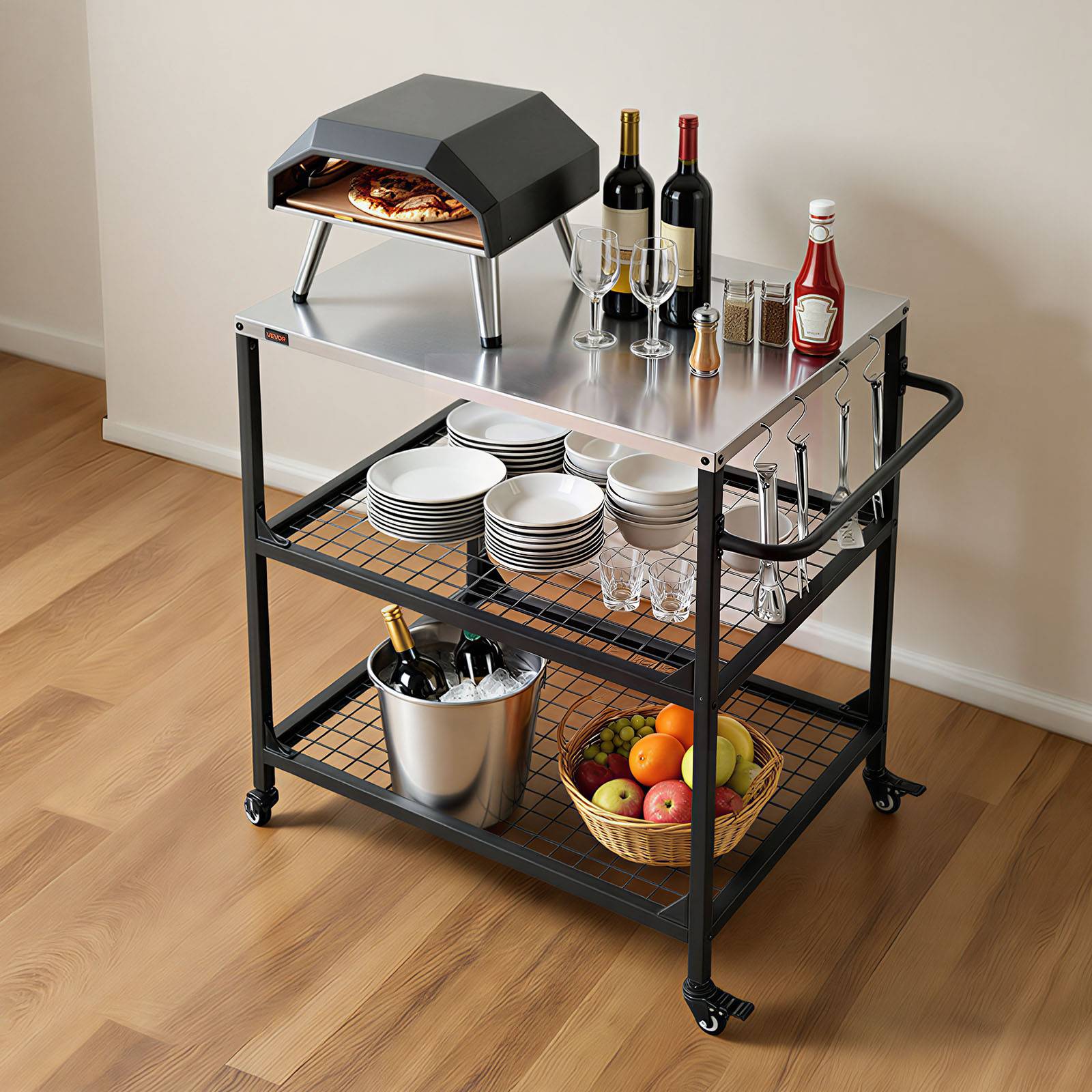 Vevor - VEVOR Desserte de Jardin Chariot de Barbecue pour Plancha 80x61 cm Pique-niques - Image 7