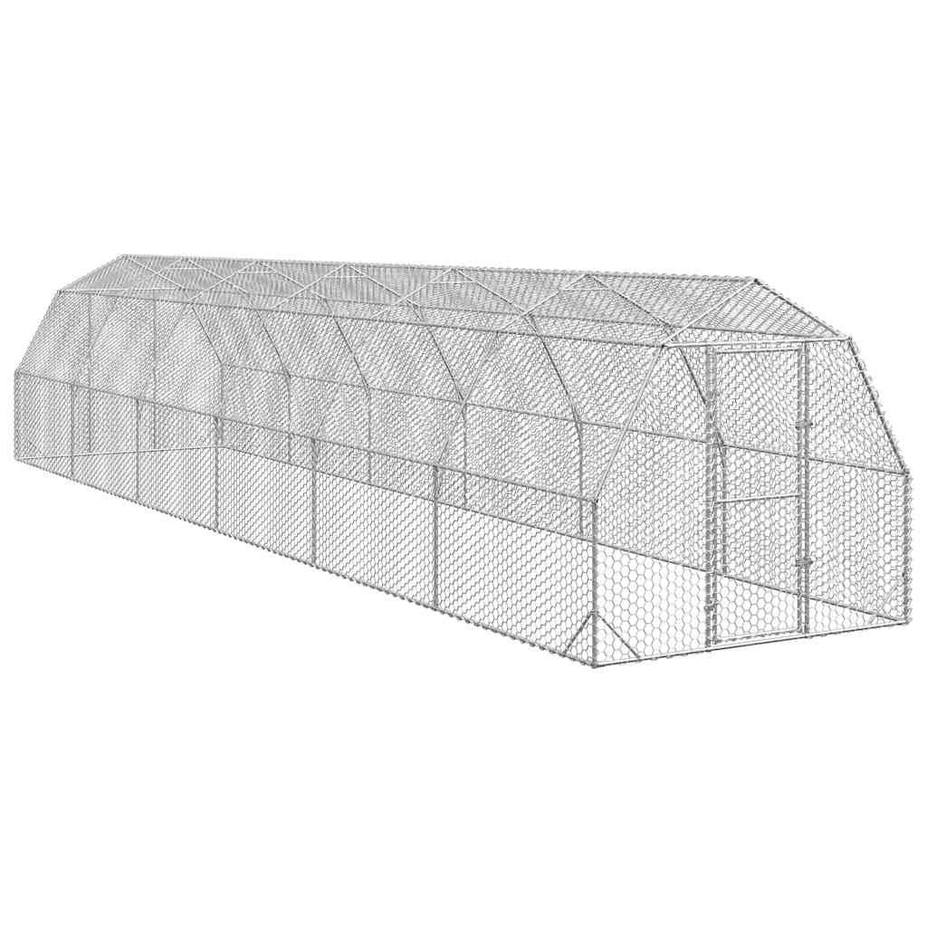 Enclos poulailler extérieur 30 m² acier galvanisé parc grillagé volailles Argent – ComfortXL Outdoor Living - Image 1
