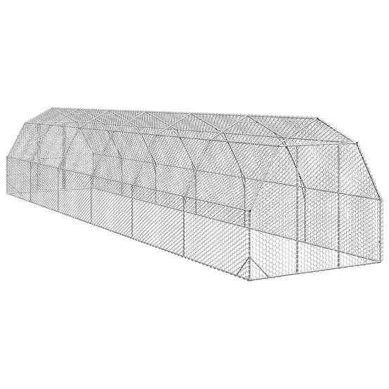 Enclos poulailler extérieur 30 m² acier galvanisé parc grillagé volailles Argent – ComfortXL Outdoor Living - Image 5