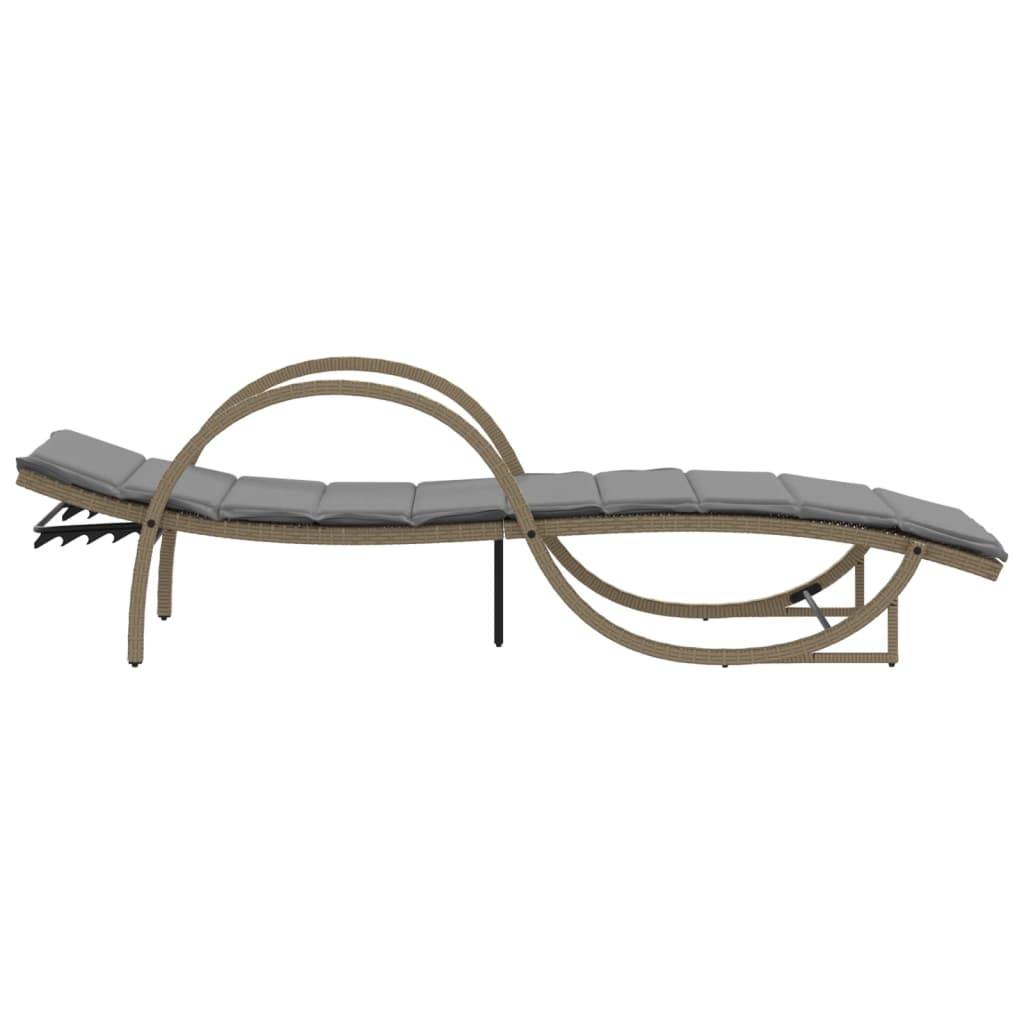 2 pcs Chaises longue | Transat | Bain de soleils avec table beige résine tressée - Image 6