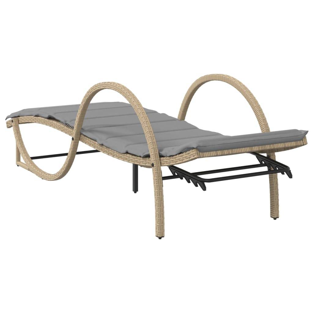 2 pcs Chaises longue | Transat | Bain de soleils avec table beige résine tressée - Image 7