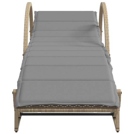 2 pcs Chaises longue | Transat | Bain de soleils avec table beige résine tressée - Image 5