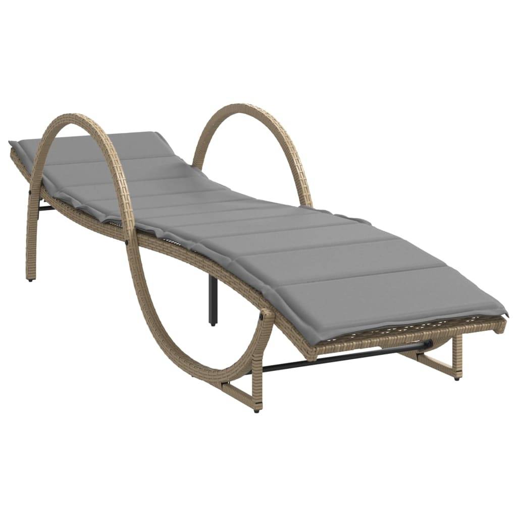 2 pcs Chaises longue | Transat | Bain de soleils avec table beige résine tressée - Image 4