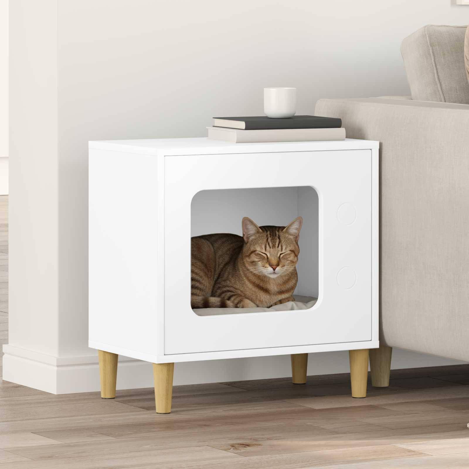 Vidaxl - Maison pour chat Blanc 51 x 30 x 52 cm Bois d'ingénierie vidaXL 8000653