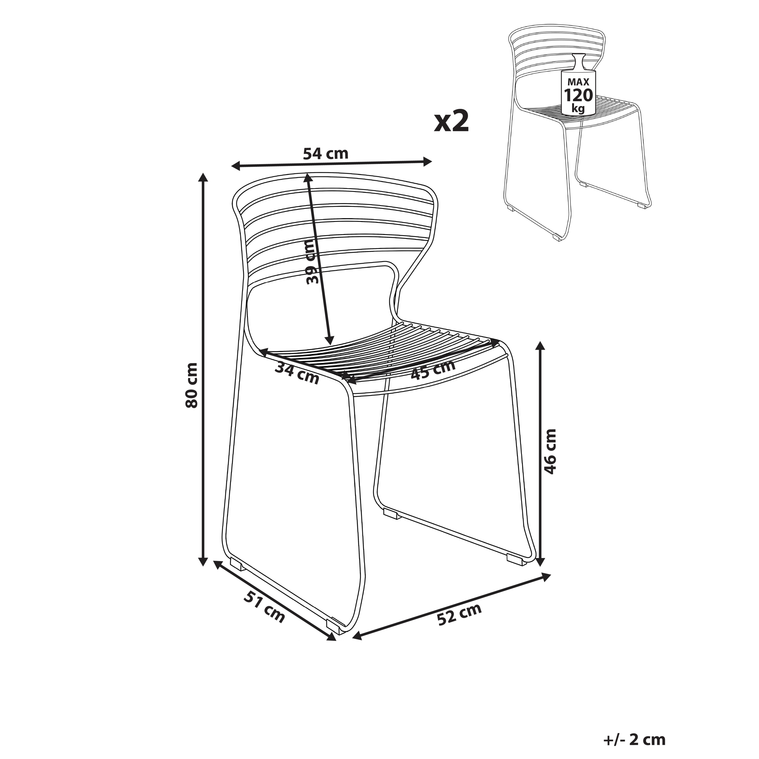 Beliani - Chaise de jardin Acier Rouge PISTOIA - 54x51x80- Beliani - Image 2