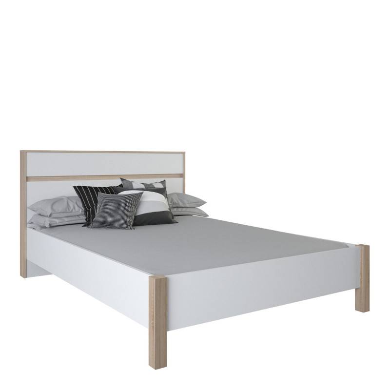 Lit en 140x190 cm blanc et naturel Lena - Image 5