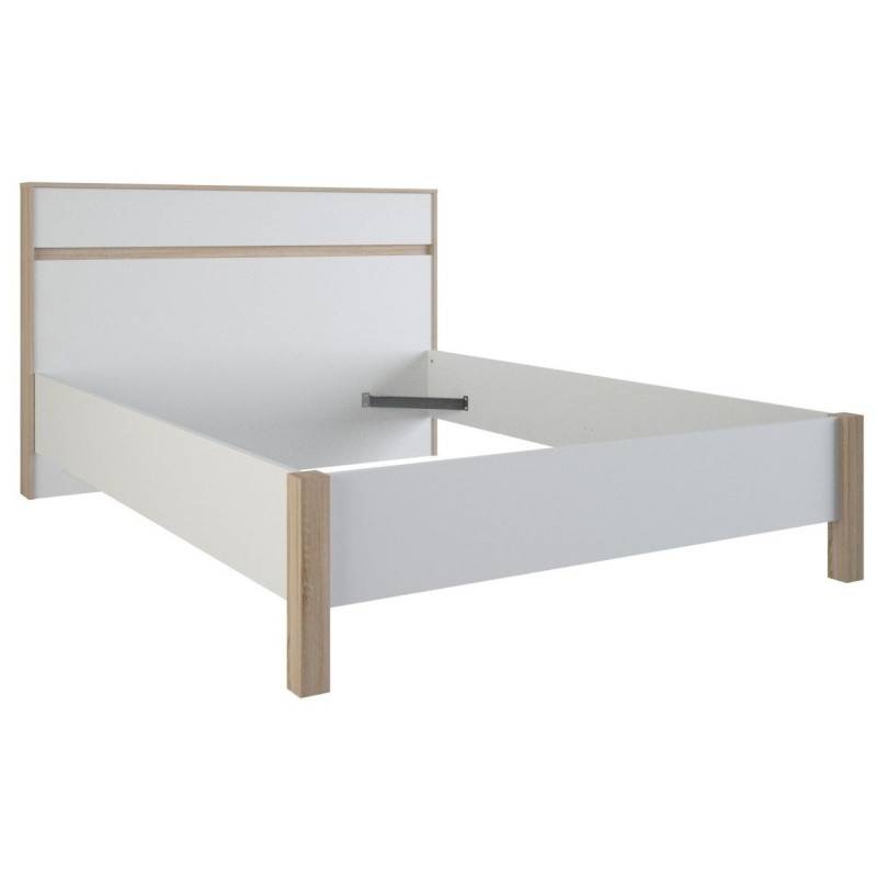 Lit en 140x190 cm blanc et naturel Lena - Image 2