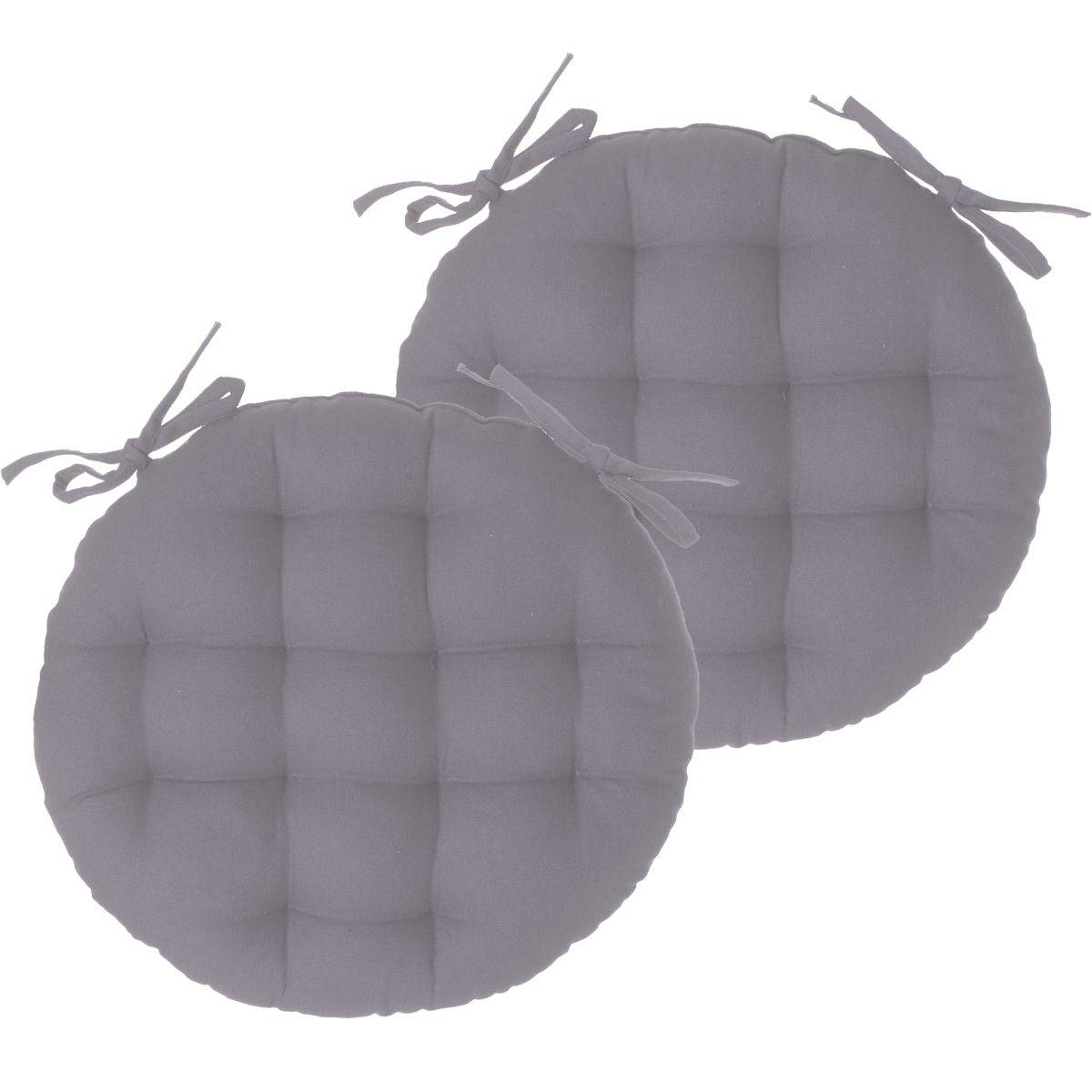 Lot de 2 Galettes de chaise en Coton Gris D 38 cm - Imagen 1