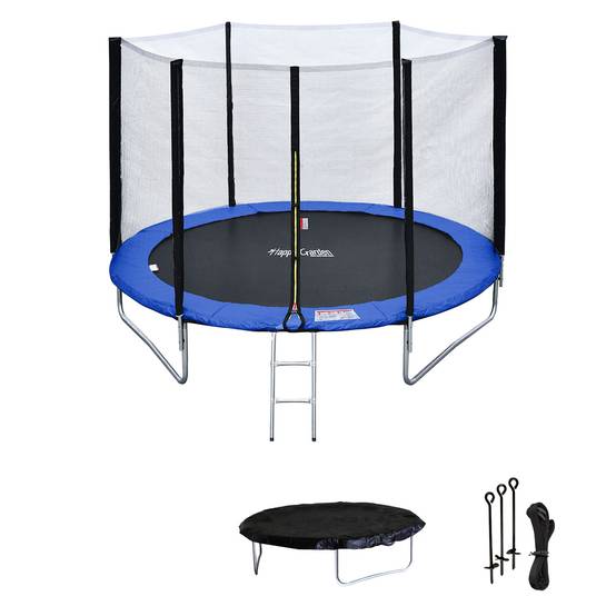 Pack Premium Trampoline 245cm réversible vert / bleu CANBERRA + filet, échelle, bâche et kit d'ancrage - HAPPY GARDEN - Imagen 2