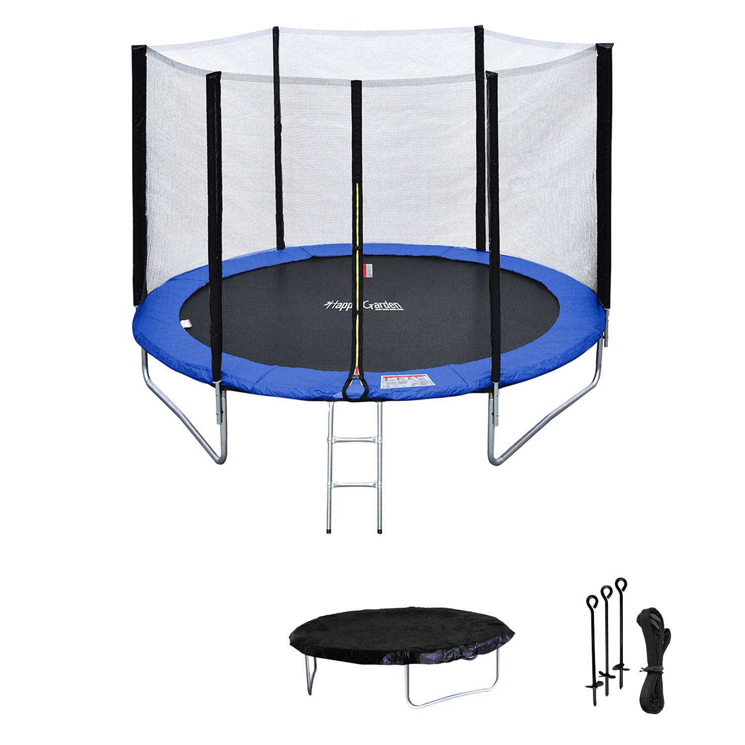 Pack Premium Trampoline 245cm réversible vert / bleu CANBERRA + filet, échelle, bâche et kit d'ancrage - HAPPY GARDEN - Imagen 2