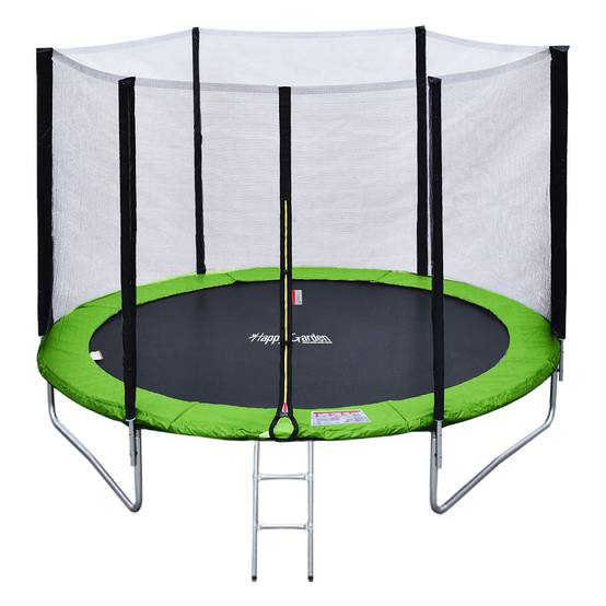 Pack Premium Trampoline 245cm réversible vert / bleu CANBERRA + filet, échelle, bâche et kit d'ancrage - HAPPY GARDEN - Imagen 1