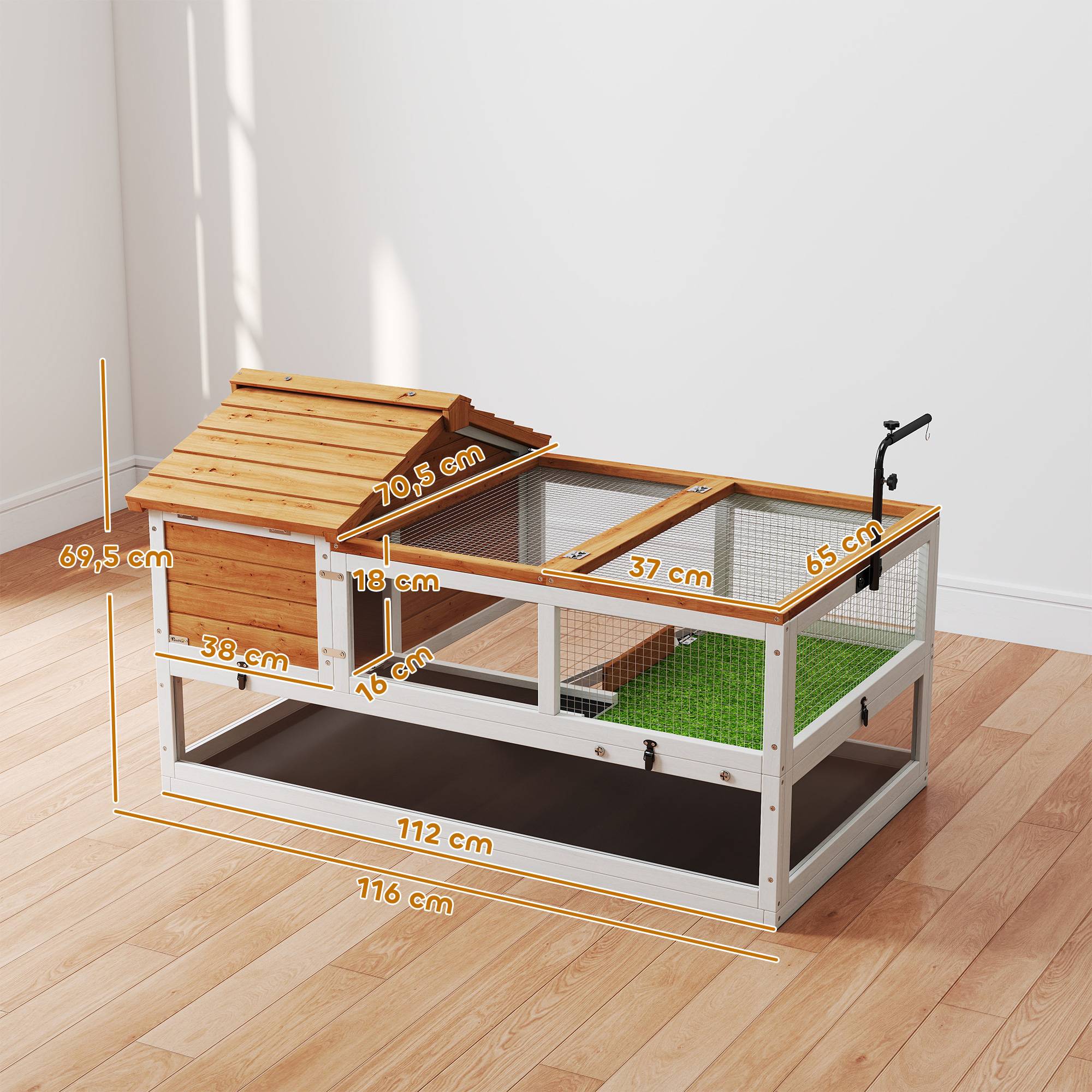 Maison pour tortues, enclos 2 niveaux, support de lampe, cage petits animaux, orange - Image 5