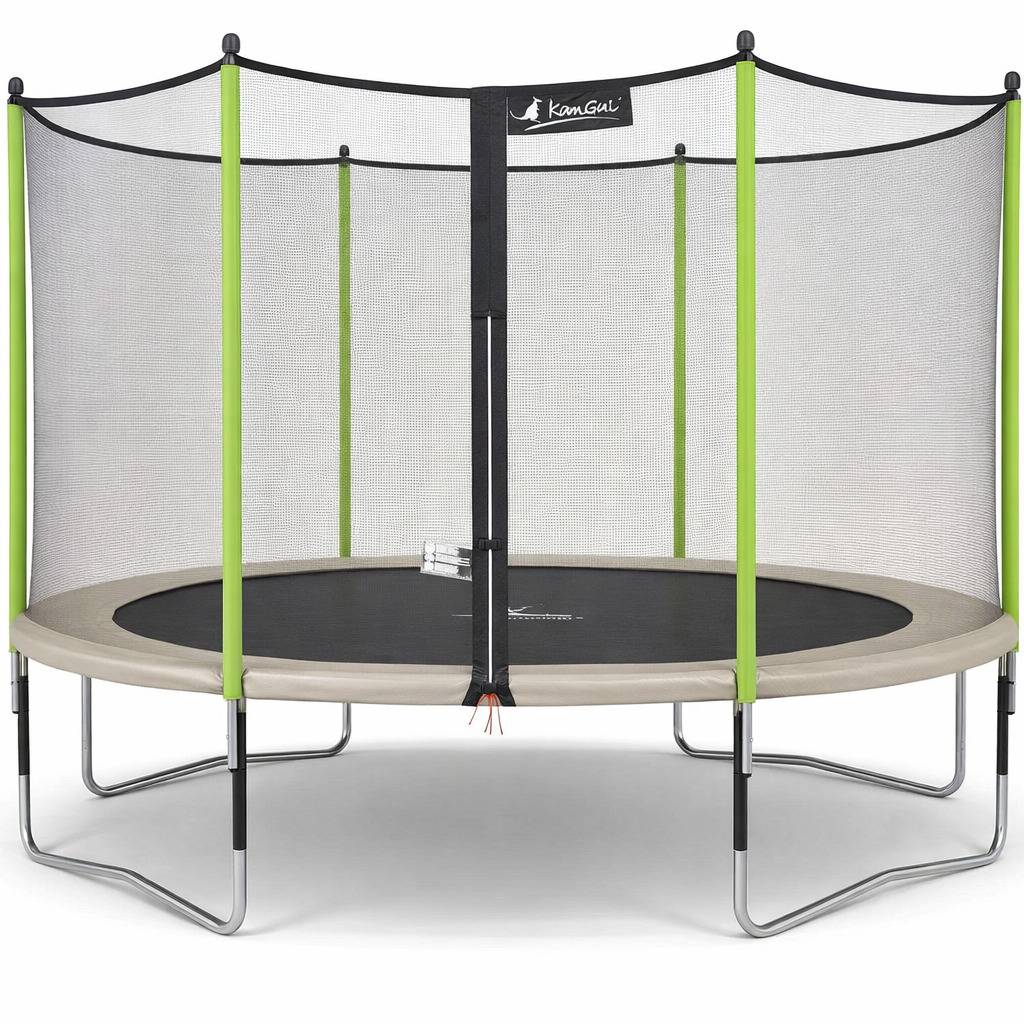 Kangui - Trampoline jardin Ø 430 cm + filet de sécurité - JUMPI 430 - Taupe/Vert Kangui - Image 1
