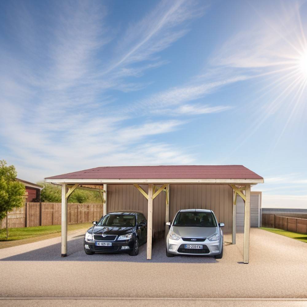 Habrita - Carport mono-pente DOUBLE / couverture bardeau bitumé Habrita - Imagen 2