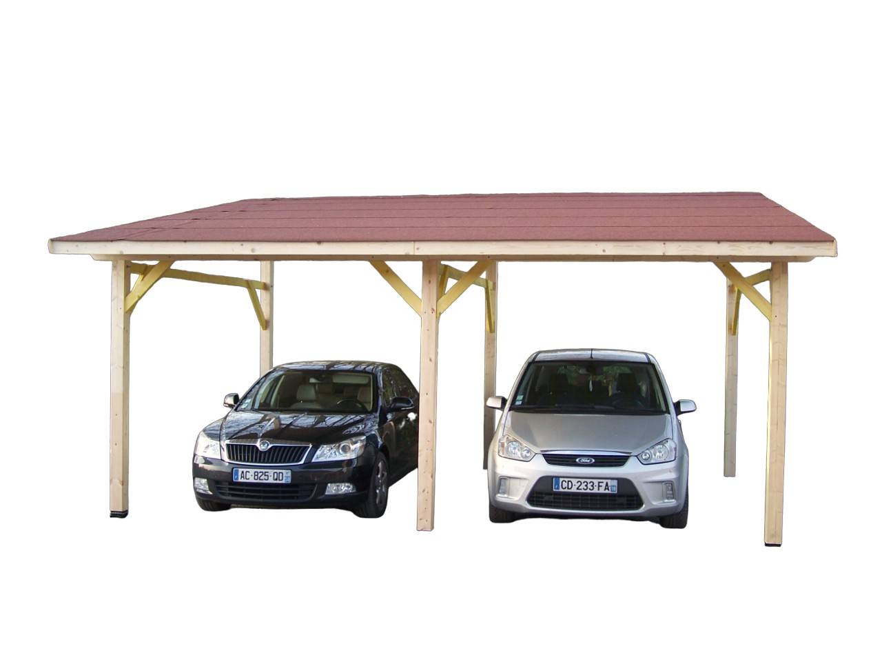 Habrita - Carport mono-pente DOUBLE / couverture bardeau bitumé Habrita - Imagen 1