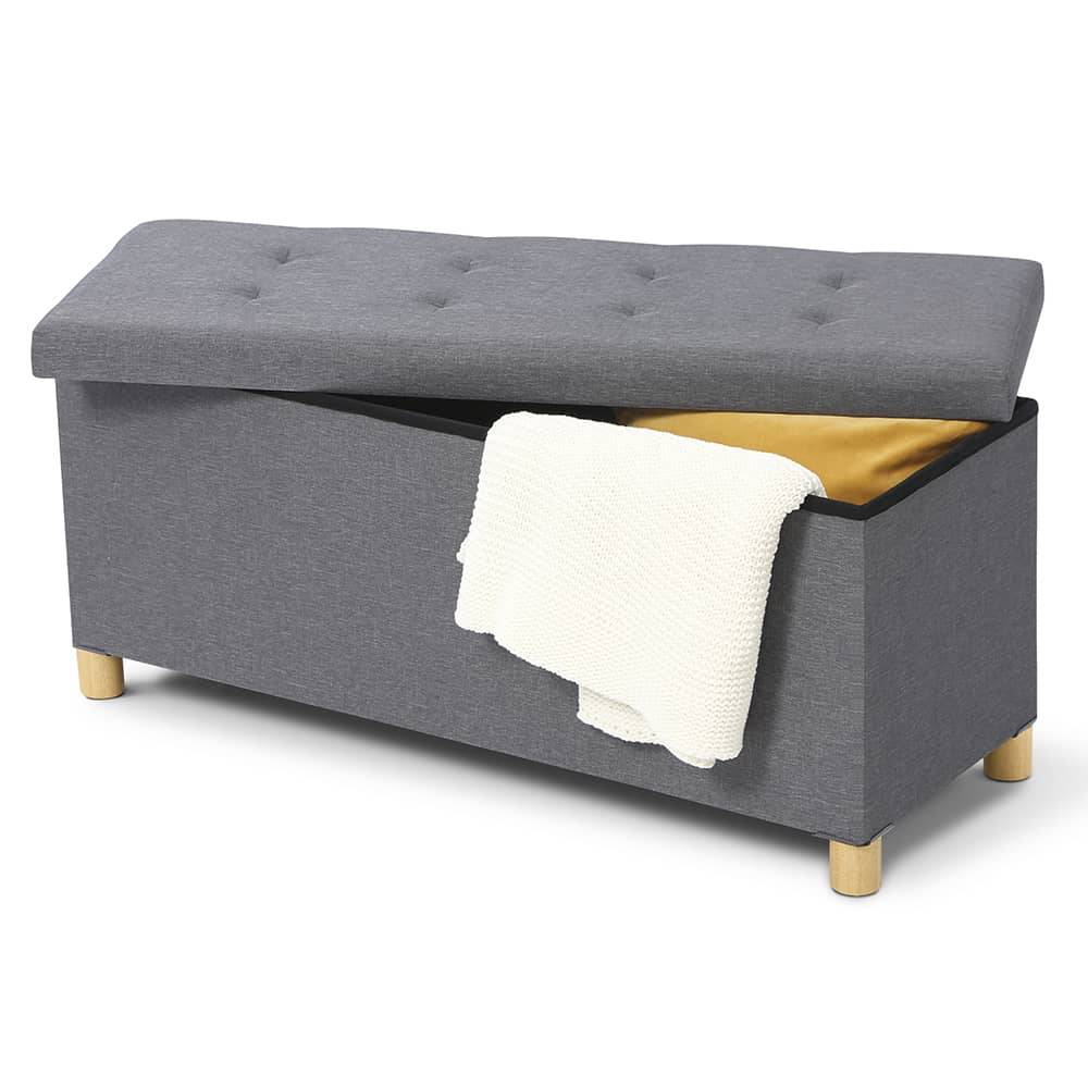 Facilitys - Banc coffre capitonné 76 cm Gris - Imagen 2