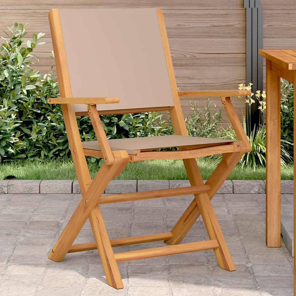 Chaises de jardin lot de 2 bois d'acacia et tissu taupe 54 x 57 x 91 cm - PANGIVO