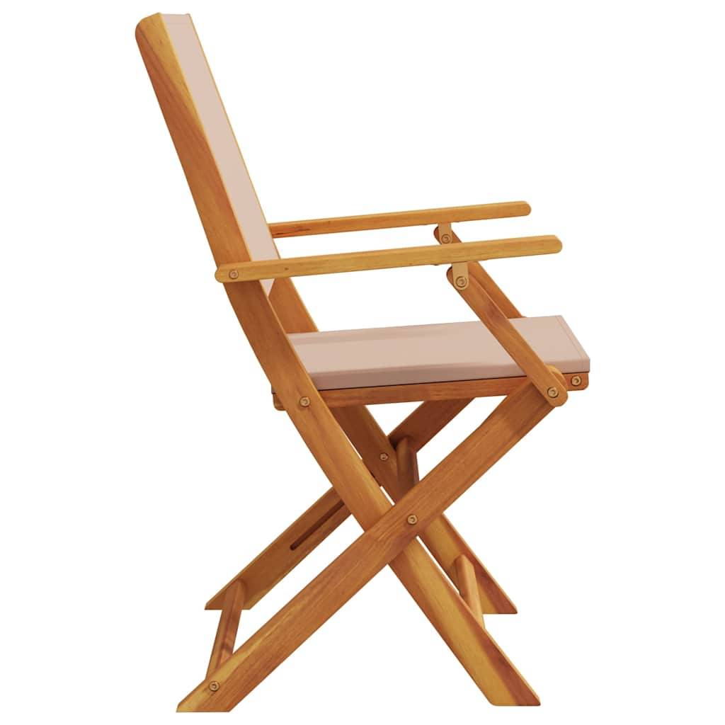 Chaises de jardin lot de 2 bois d'acacia et tissu taupe 54 x 57 x 91 cm - PANGIVO - Image 6