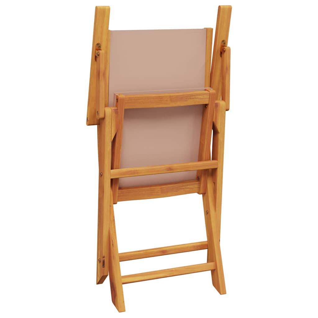 Chaises de jardin lot de 2 bois d'acacia et tissu taupe 54 x 57 x 91 cm - PANGIVO - Image 8