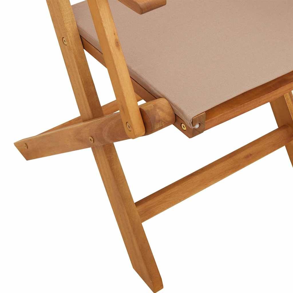 Chaises de jardin lot de 2 bois d'acacia et tissu taupe 54 x 57 x 91 cm - PANGIVO - Image 10