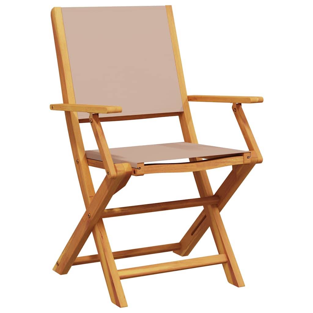 Chaises de jardin lot de 2 bois d'acacia et tissu taupe 54 x 57 x 91 cm - PANGIVO - Image 4