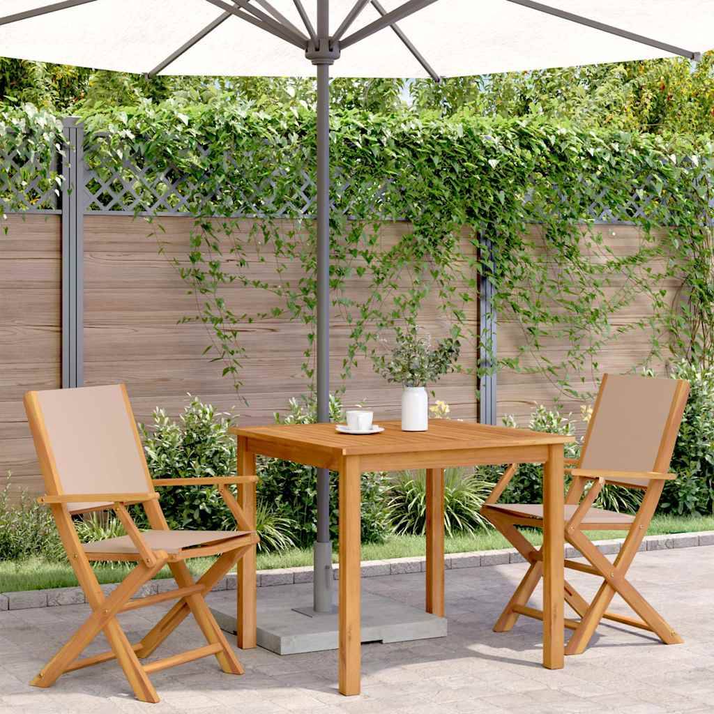 Chaises de jardin lot de 2 bois d'acacia et tissu taupe 54 x 57 x 91 cm - PANGIVO - Image 3