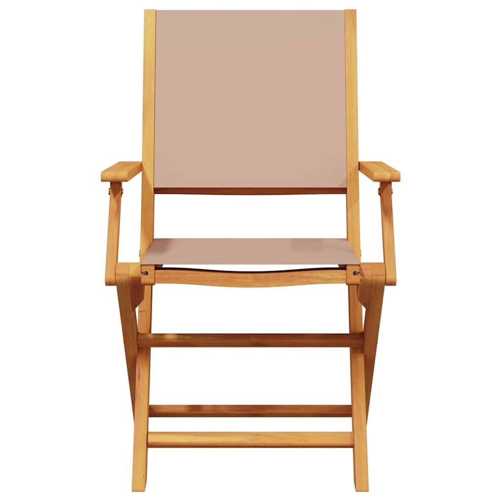 Chaises de jardin lot de 2 bois d'acacia et tissu taupe 54 x 57 x 91 cm - PANGIVO - Image 5