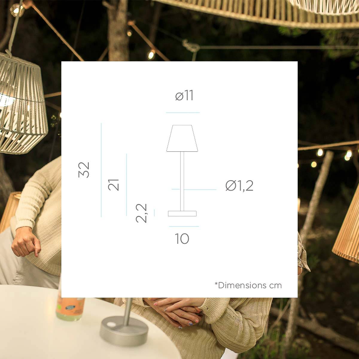Lampe de table 30 cm avec batterie rechargeable. Lumière LED chaud. Fabriquée en Espagne. LOLA SLIM - Imagen 5