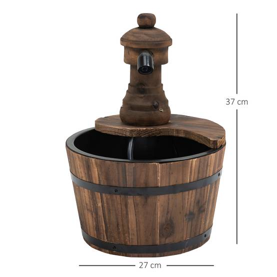 Fontaine de jardin bois sapin cascade pompe électrique débit réglable 27x37cm - ComfortXL Outdoor Living - Image 5