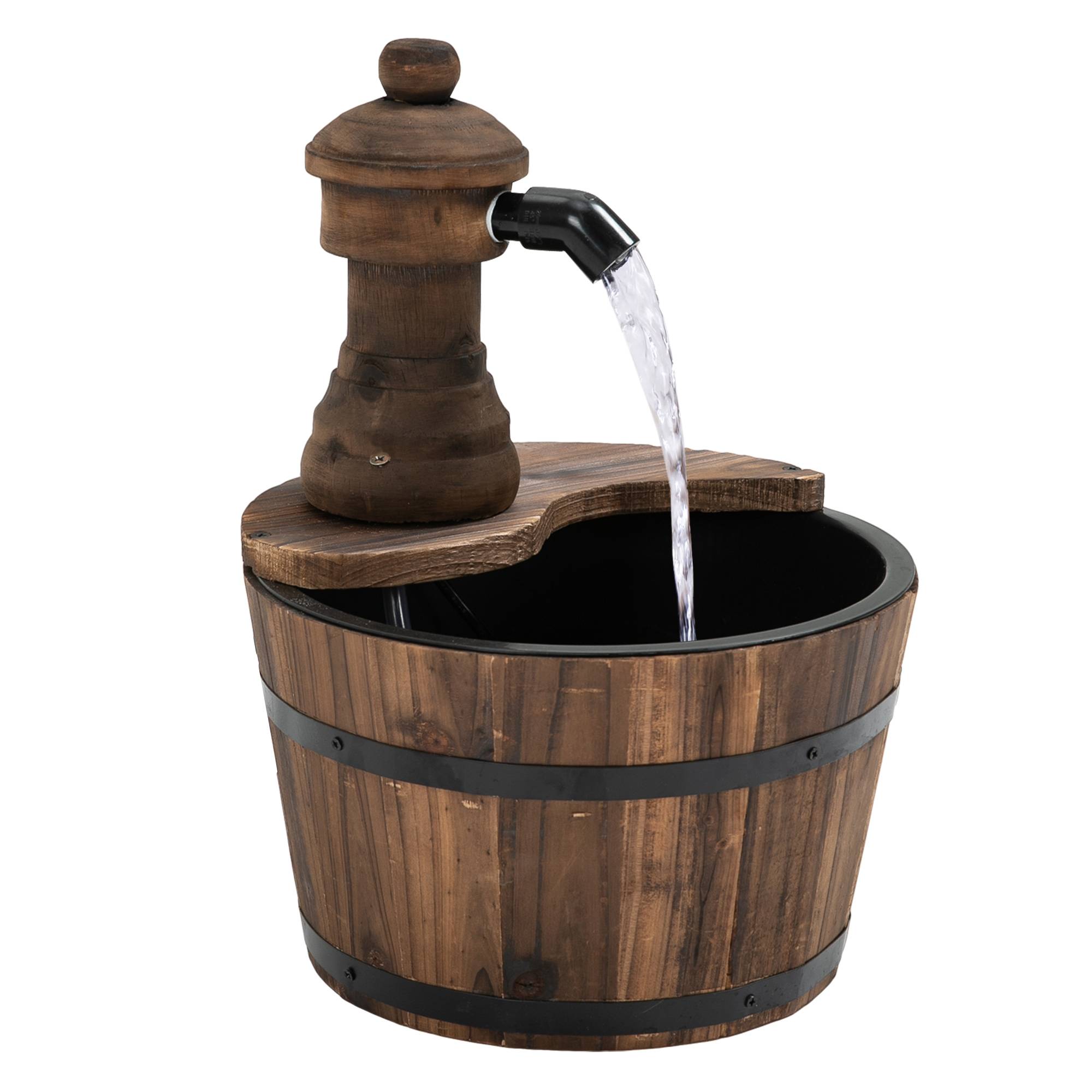 Fontaine de jardin bois sapin cascade pompe électrique débit réglable 27x37cm - ComfortXL Outdoor Living - Image 2