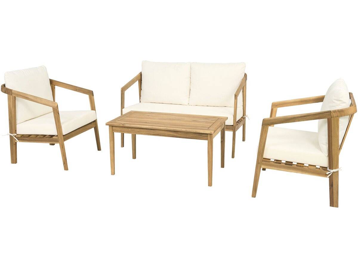 Salon De Jardin En Bois D'acacia Avec Coussins "presley" - 4 Places - Beige -habitat Et Jardin - Image 4