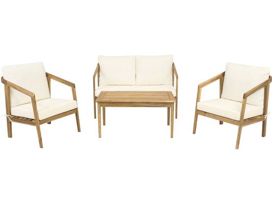 Salon De Jardin En Bois D'acacia Avec Coussins "presley" - 4 Places - Beige -habitat Et Jardin - Image 1