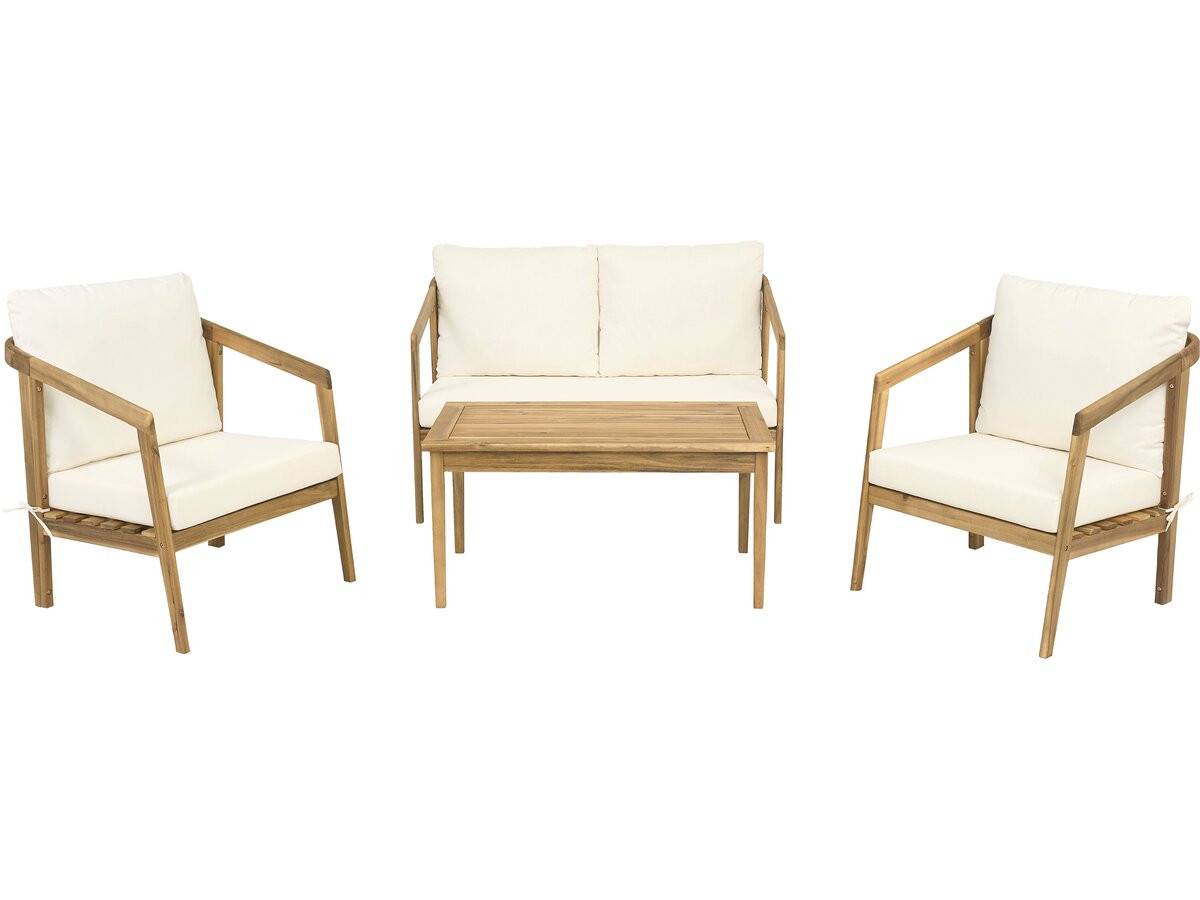 Salon De Jardin En Bois D'acacia Avec Coussins "presley" - 4 Places - Beige -habitat Et Jardin - Image 1