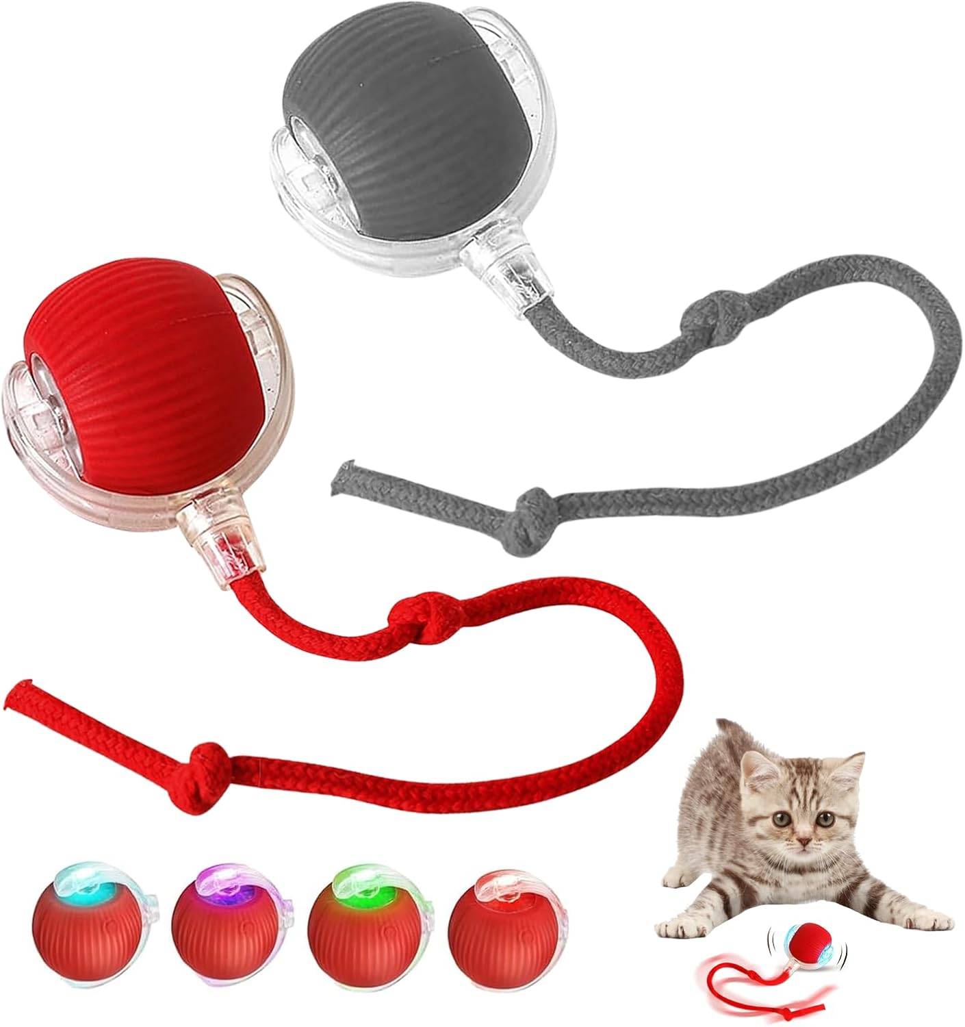 Balle Interactive pour Chat Rouge + Gris